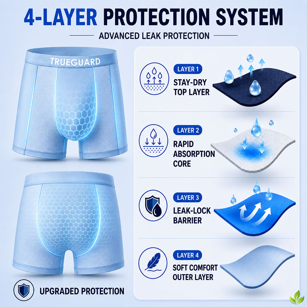 BUY 3 GET 5 FREE 🔥BEST DEAL 80% OFF+ 🎁 TRUEGUARD™ Premium Men’s Leakproof Boxer Briefs