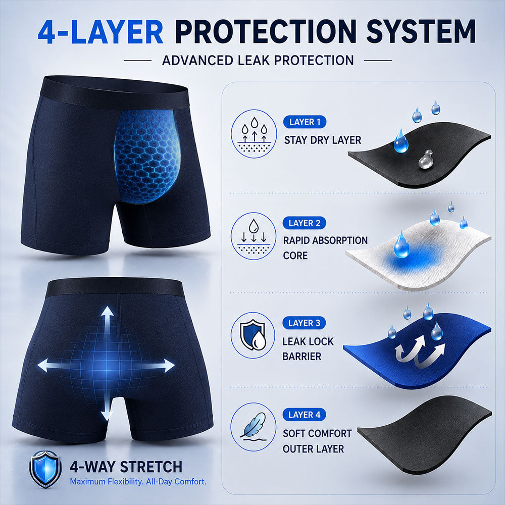 EXCLUSIVE OFFER 80% OFF+ 🎁 2026 ShieldFlex™ Premium Men’s Leakproof Boxer Briefs