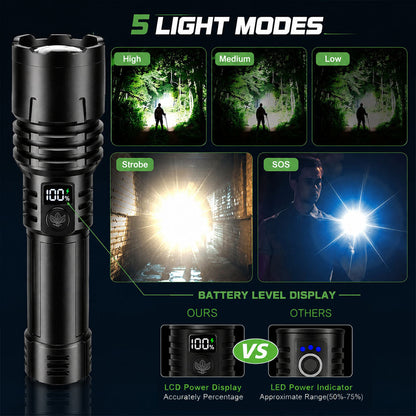 🔥LIMITED-TIME DEAL: 70% OFF + 🎁 2026 Super Bright Ultimate Tactical Flashlight,️️🔥 1M+ Sold Worldwide, 80X Brightness, 9500mAh Battery, Smart LED Display, Military-Grade CREE LED