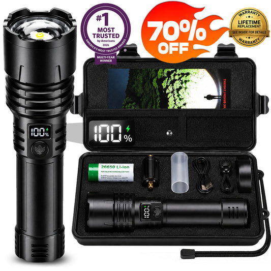 BEST SALE: 70% OFF+ 🎁🔥 2026 Super Bright LED Tactical Flashlight,️ Smart LED Display, 1M+ SOLD Worldwide🥇, 9500mAh Battery, 80X Brightness,  Military-Grade CREE LED