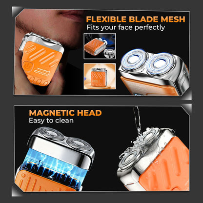 70% OFF + FREE GIFT⏰ Portable Mini Rotary Electric Shaver| 9000RPM Magnetic Dual-Head| Rechargeable IPX7 Waterproof Wet/Dry