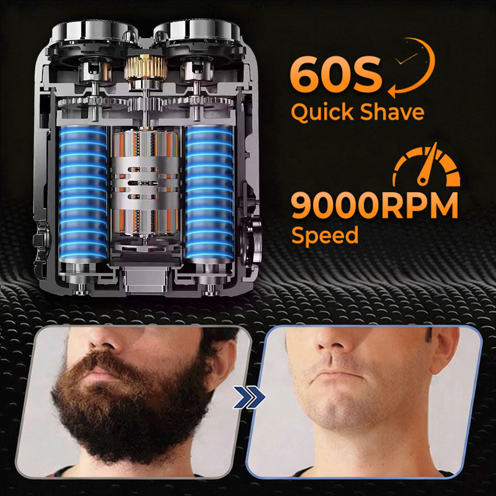SALE 70% OFF + FREE GIFT 🔥 Portable Mini Rotary Electric Shaver, 9000RPM Magnetic Dual-Head, Rechargeable IPX7 Waterproof Wet/Dry