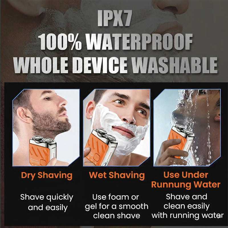 SALE 70% OFF + FREE GIFT 🔥 Portable Mini Rotary Electric Shaver, 9000RPM Magnetic Dual-Head, Rechargeable IPX7 Waterproof Wet/Dry