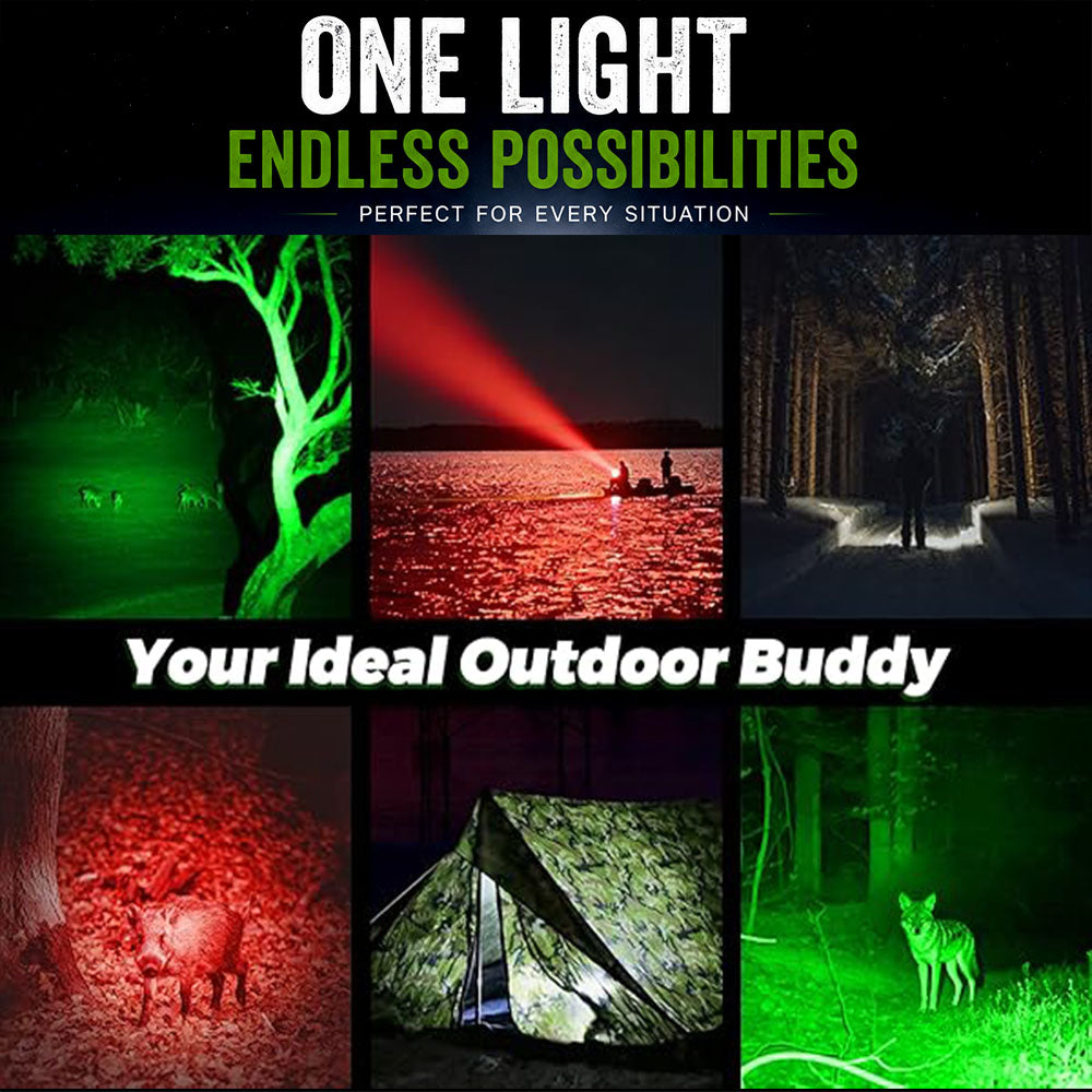 🔥HOT SALE: 70% OFF+ GIFT ⏰ 🔦 Super Bright LED Hunting Tactical Flashlight, 3 Color Lens, 80X Brighter CREE LED Beam, 70-Hour Runtime, Military-Grade Toughness For Hunting, Fishing & Camping