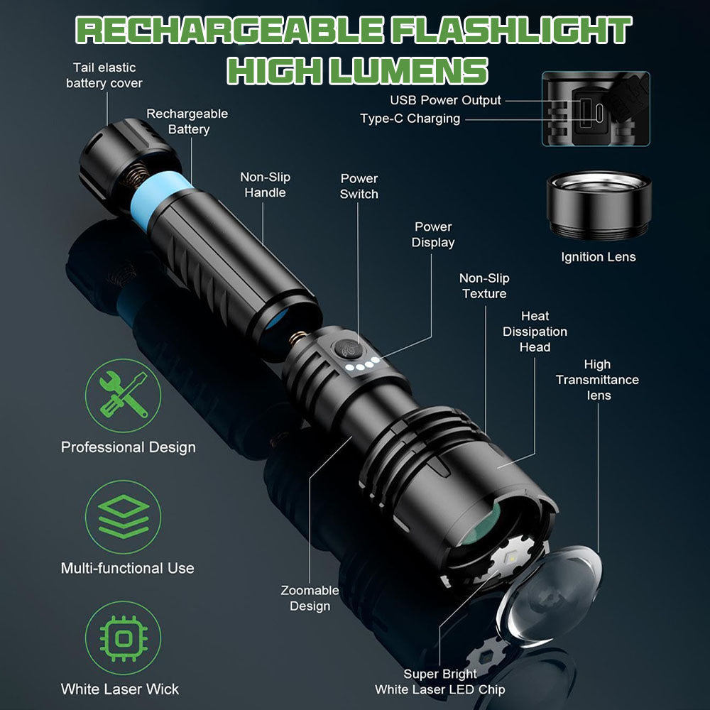 🔥HOT SALE: 70% OFF+ GIFT ⏰ 🔦 Super Bright LED Hunting Tactical Flashlight, 3 Color Lens, 80X Brighter CREE LED Beam, 70-Hour Runtime, Military-Grade Toughness For Hunting, Fishing & Camping